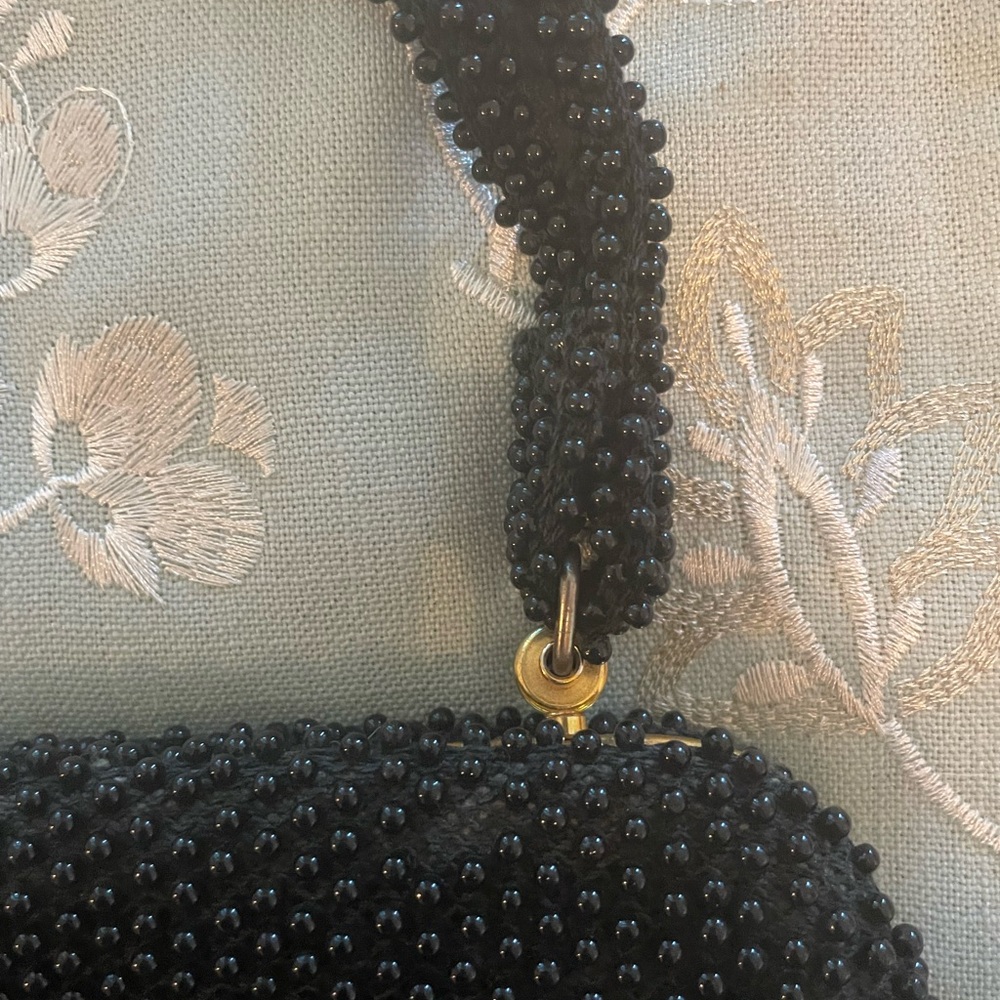 Black Beaded Corde’ Bead Vintage Bag - Picture 5 of 14